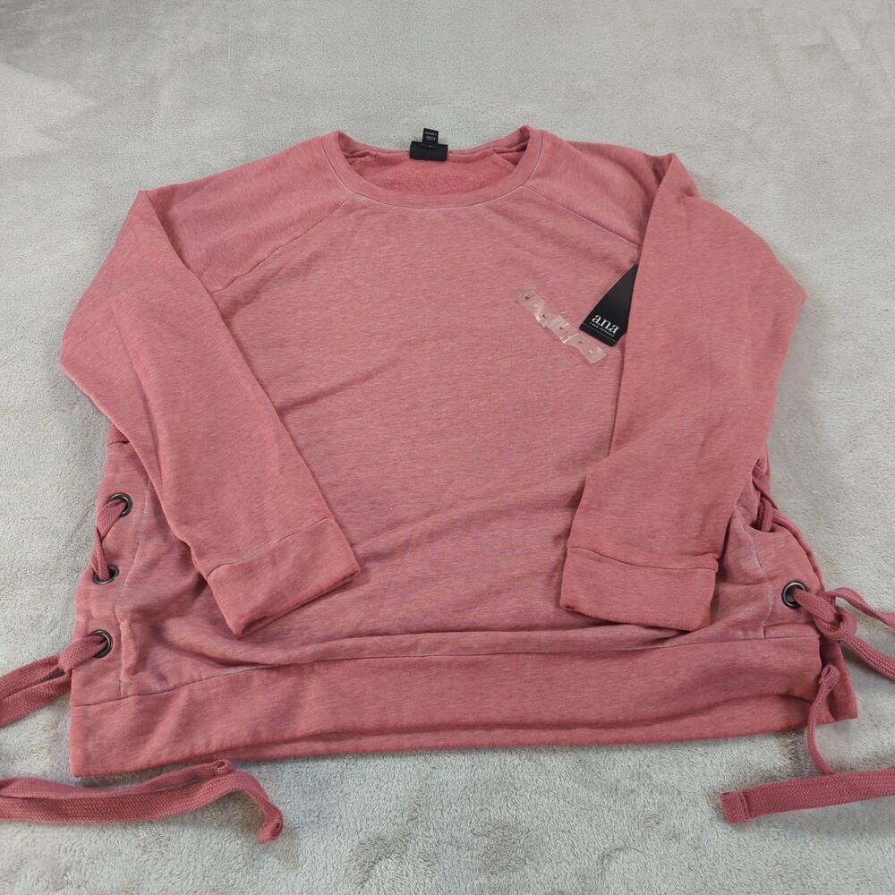 NWT A.N.A. A New Approach Women's XL Rose Super Soft Lace Up Side Sweatshirt